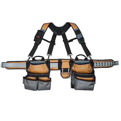 MELOTOUGH Tool Belt with Suspenders Tool Bag Suspenders Framers Comb Apron Tool Belt Construction Tool Pouch Builder Heavy Duty Carpenter Suspension MELOTOUGH