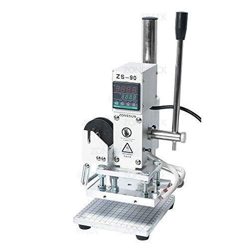 ZONEPACK 10x13cm Digital Embossing Machine Hot Foil Stamping Machine Manual Tipper Stamper for PVC Leather PU Paper with Paper Holder and Scale ZONEPACK