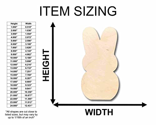 Unfinished Wood Easter Bunny Marshmallow Cutout - Craft- up to 24" DIY 6" / 1/8" 24 Hour Crafts