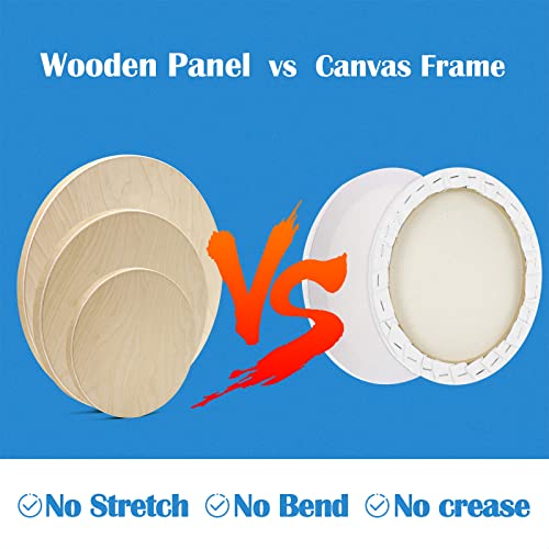 Falling in Art Unfinished Round Birch Wood Panels Kit for Painting, Wooden Canvas 3 Pack of 6, 8", and 12" Studio 3/4" Deep, Cradle Boards for Falling in Art