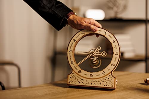 Wood Trick Zodiac Kinetic Clock 3D Wooden Puzzles for Adults and Kids to Build - Magic Mechanism Aesthetic Design - Model Kits for Adults - Wood Trick