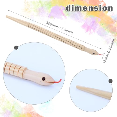 WOWOSS 10 Pcs Unfinished Wooden Wiggly Snakes Set, 12 inch Wooden Snakes Unfinished, Wooden Wiggly Snake, 12 Inch Natural Unpainted Flexible Timber WOWOSS