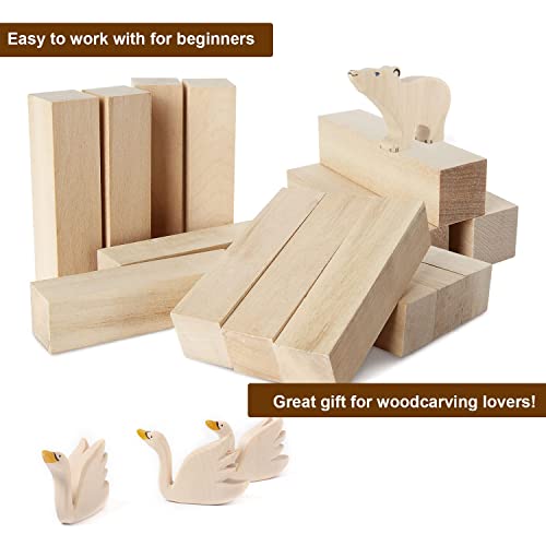 RHBLME 40 PCS Basswood Carving Blocks, 4" x 1" x 1" Unfinished Wood Blocks for Carving, Wooden Cubes Soft Solid Wooden Basswood for Wood Carving RHBLME