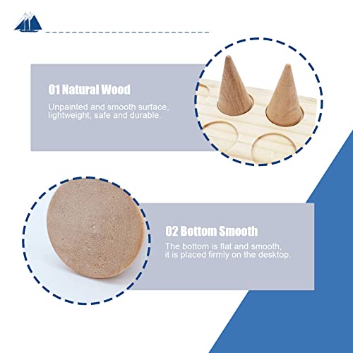 LIOUCBD 12 Fingers Wood Ring Display Stand Cone Ring Holders, Jewelry Display Holder Showcase, Ring Bracelet Organizer for Girls Women Jewelry LIOUCBD