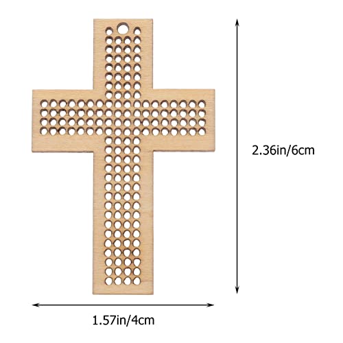 Ciieeo 10 Pcs Cross Stitch Wood Pieces Embroidery Hoop Stand Needlecraft Cross- Disc Wooden Board Wooden Heart Tags Stocking Stuffers Wooden Love Ciieeo