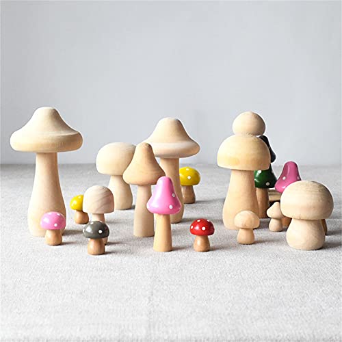 Craftdady 23pcs Unfinished Wooden Mushrooms Unpainted Natural Wood Mushroom Peg Dolls Ornaments for Painting DIY Art Crafts Home Decoration, 7 Sizes Craftdady