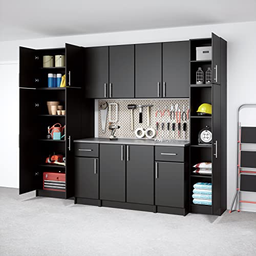Prepac Elite Functional 9-Piece Garage Cabinets and Storage System Set A, Simplistic Garage Closet Shop Cabinets 24" D x 112" W x 89" H, Black, Prepac