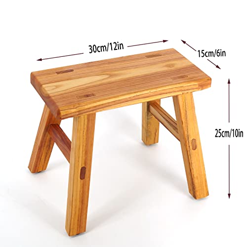 ANQILEE Handmade Solid Wood Stool Milking Stool 10" Height Wooden Step Stool Simple Wooden Viking Stool (12" Long 6" Wide) ANQILEE