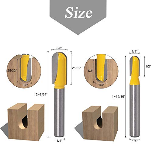 Mesee 6Pcs Carbide 90 Degree V Groove Router Bit Set Core Cove Box Round Nose V Grooving Router Bits V-Groove Router Bit Woodworking Cutter Tool for Mesee