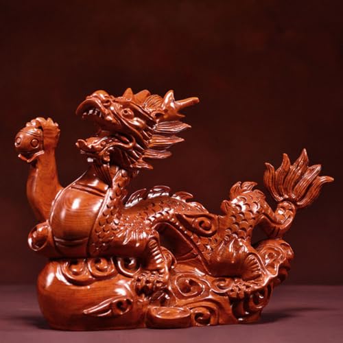 EXCEART 1pcs Wooden Chinese Fengshui Dragon Figurine Statue 10cm Mini 2024 Year of The Dragon Gift Chinese Zodiac Dragon Figurines Wood Hand Carved EXCEART