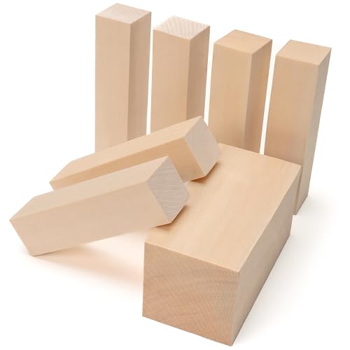BeaverCraft Basswood Carving Blocks Carving Wood Bass Wood for Carving 7PCS - Whittling Wood for Crafts Wood Carving Kit Wooden Blocks Unfinished - BeaverCraft