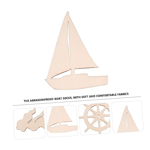 18 Pcs Blank Wooden chip Decorate Seaside Accessories Natural Wood Slices Beach Wood Carving Bamboo Wood Manual Crafts Blank Ornaments Wood Grain COHEALI