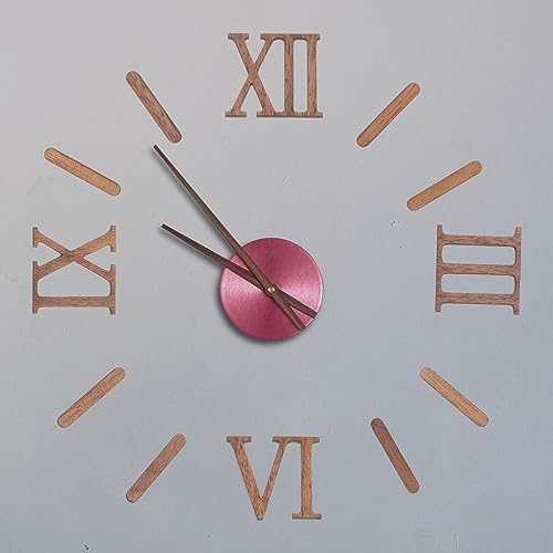 TEHAUX Clock Numerals Kit, Unfinished Wood Clock Number Set in Roman Numerals, 3D Adhesive Modern Roman Numbers Kit for Living Room Bedroom TEHAUX
