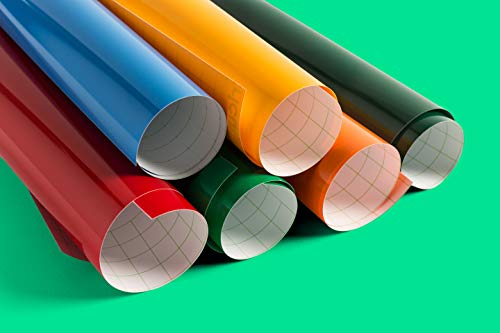 Cricut Premium Vinyl - Permanent, 12” x 12” Adhesive Decal Sheets Brights Sampler, Tomato Red, Orange, Maize Yellow, Kelly Green, Medium Blue, Forest Cricut