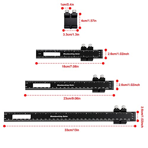 Woodworking Ruler Precision Pocket Rule - 12, 8, 6 Inch Metal Slide Stop Marking Ruler Metric Inch Measuring Wood Working Scribing Rulers Measure vicrays