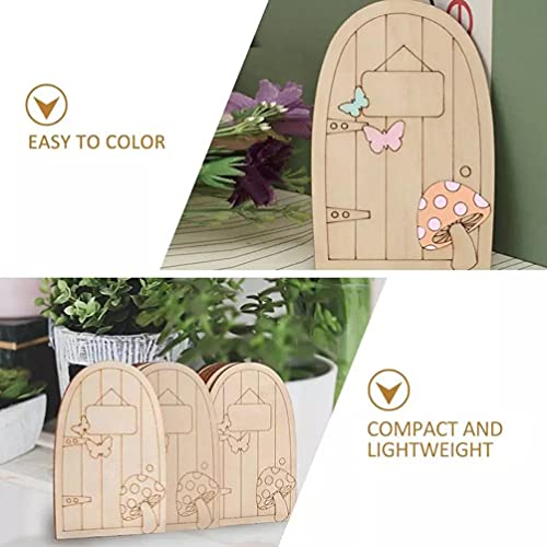 VOSAREA 30Pcs trinkets gnome House Door Window Wood Door Slice Fairy Gnome Door Wood Cutout hut Shape Wood Slice unpainted elf Door House Shaped Wood VOSAREA