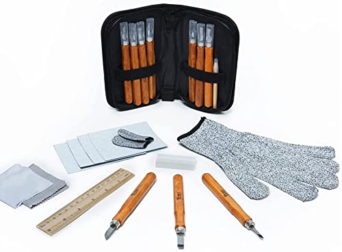 26-Pieces Wood Carving Tools Kit for Beginners, Professionals, Super Sharp High Carbon Wood Carving Knife Set, Whittling Kit for Multipurpose Bright Hobby