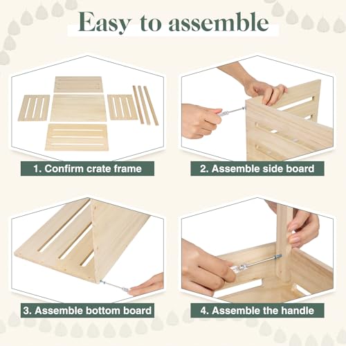 Suzile Wooden Baby Shower Crate Closet, Baby Basket with Handle Baby Storage Crate Hamper, Baby Shower Wooden Gift Crate, Baby Personailzed Basket Suzile