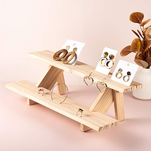 Eiyye Wood Desktop Display, Ring Earring Large Capacity Jewelry Display Stand, Figure Display Stand Craft Showing Organizer Tray For Retail Display Eiyye