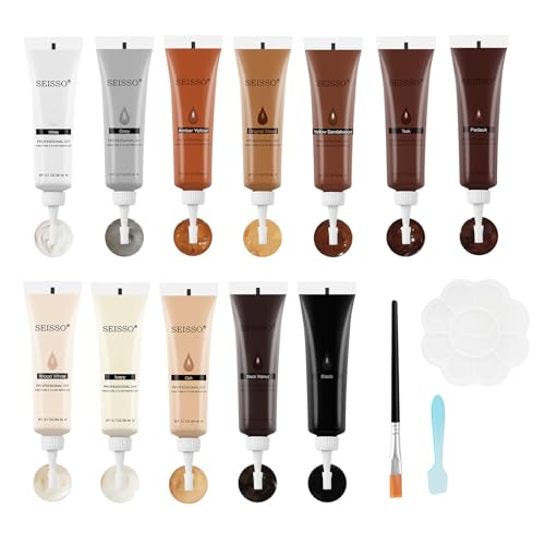 SEISSO Furniture Repair Kit, Wood Floor Repair Kit, Furniture Scratch Repair Wood Fillers, 12 Colors Touch Up for Wood Scratches, Stains, Floors, SEISSO