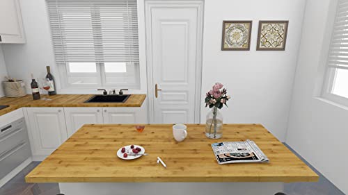 Home Soft Things Eco-Friendly Natural Bamboo Thick Tabletop Parallel Pressure 36" x 24" x 1.75" H Rectangular Rustic Solid Wood Slab Desk Table Top Home Soft Things