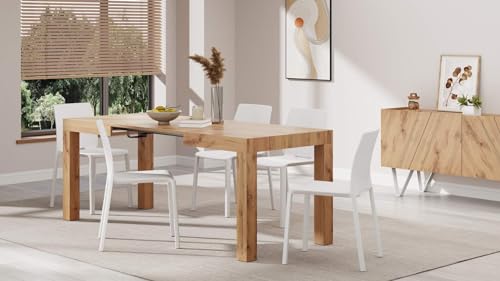 Mobili Fiver, First Extendable Table, 47,2(77,6) x31,5 in, Rustic Oak, for 6-8 People, Expandable Dining Table for Kitchen, Living Room, Italian Mobili Fiver