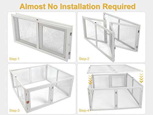 Chicken Coop Extension, Foldable Chicken Coop House Chicken Cage Wooden, Chicken House Large Rabbit Enclosure Duck House Assembly Free (White) CSQOO