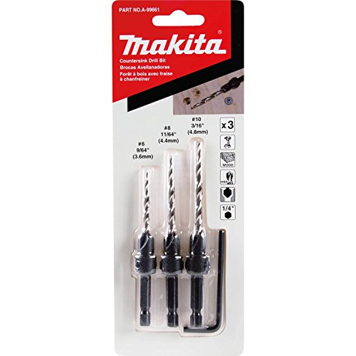 Makita A-99661 3 Pc. Countersink with Drill Bit Set with Hex Wrench Makita