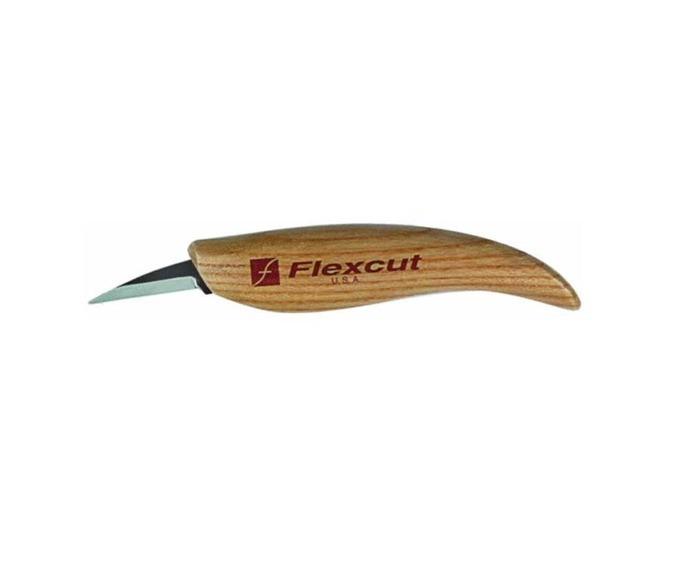 FLEXCUT Detail Knife, High Carbon Steel Blade, Ergonomic Ash Handle, 1-1/2 inch Blade Bevel Length (KN13) FLEXCUT