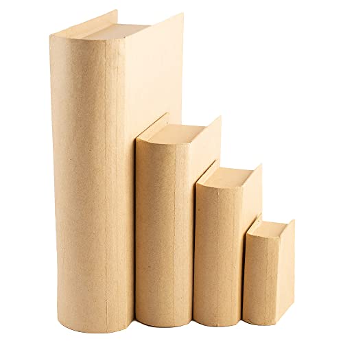 Factory Direct Craft Set of 4 Paper Mache Book Shaped Keepsake Boxes DIY Storage Box Set to Paint and Decorate Unfinished Books with Secret Factory Direct Craft