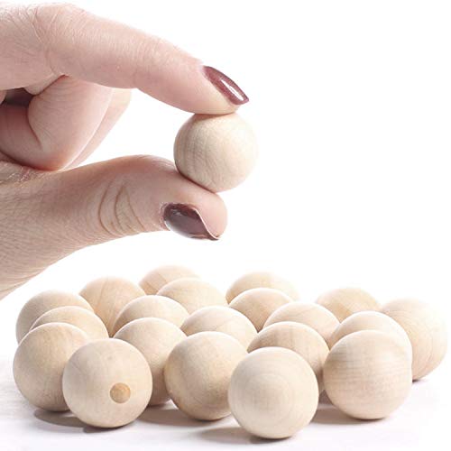 Wooden Beads, 200 Pcs 20mm Wood Beads Unfinished Natural Round Wooden Loose Beads Wood Spacer Beads for Crafts Jewelry Making Garland Making (20mm) Lainrrew