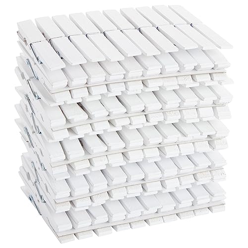 Juvale 100 Pack Wooden Clothespins for Hanging Laundry, Crafts, Photos (White, 4 in) Juvale