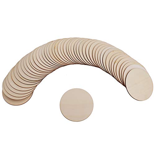 Foraineam 100 Pieces 4 Inch Unfinished Wood Circle Cutouts Round Natural Wooden Craft Circles Slices for Wooden Coasters, DIY Crafts, Painting, Foraineam