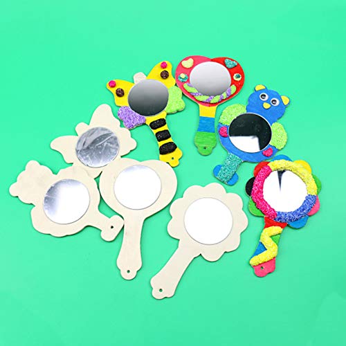 Beaupretty 15pcs Small Wooden Mirror Kids Toys Mirrors Vanity Mirror Single Side Hand Mirror Kids Art Painting Toy Travel Makeup Mirror Unfinished Beaupretty
