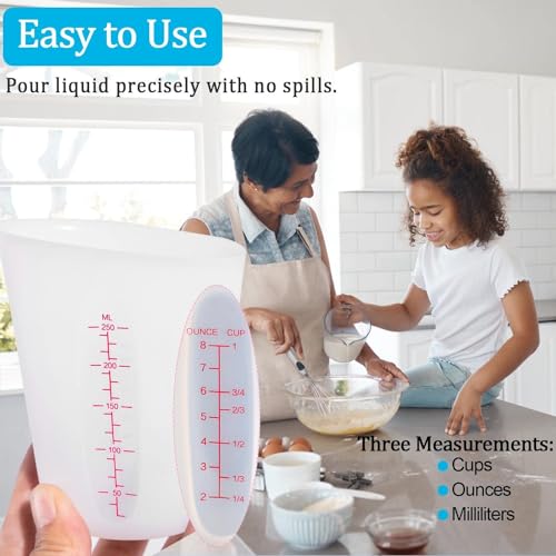 Silicone Measuring Cups, 500ml & 250ml Large Flexible Mixing Cups, 3 Cups Pour Baking Cups for Epoxy Resin, DIY, Jewelry Making, Cooking XIMUHO