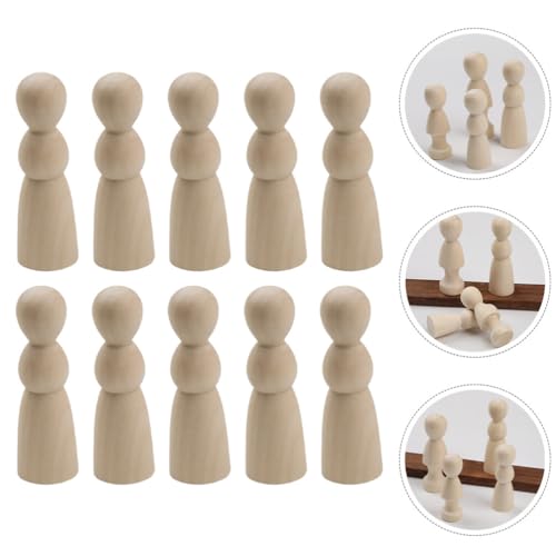 Abaodam Unfinished Blank Wooden Peg Dolls,10pcs Angel Peg Dolls DIY Natural Wood Doll Bodies People Figures Blank Plain Unpainted Puppet for Painting Abaodam