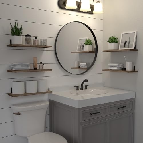 DOLLFIO Floating Shelves, 5 Sets Wall Shelves, Wood Floating Shelves for Bedroom Wall Décor, Wall Mounted Floating Bathroom Shelf for Storage, DOLLFIO