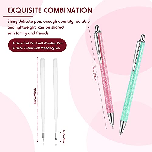 2 Pieces Weeding Pen Vinyl Pen Pin Weeding Tool Fine Point Weeding Tool Glitter Metal Vinyl Air Release or Car Puncturing Installation Retractable Epakh