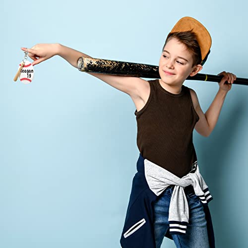 Cunno 36 Pcs Basketball Baseball Softball Tennis Acrylic Keychain Blank Kit 12 Acrylic Keyring 12 Swivel Snap Hook Keychain(White Baseball, 3 Inch) Cunno