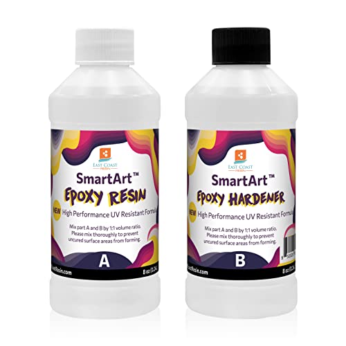 SmartArt Epoxy Resin 16 oz Kit | Easy to Use, Crystal Clear, Super Glossy, Durable, UV Resistant | for Arts & Crafts, Jewelry, Tabletops, Casting East Coast Resin