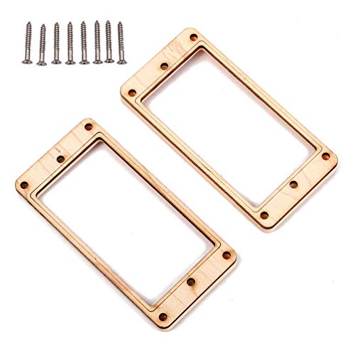 SUPVOX Pickup Frame Maple Wood Plastic Humbucker Mounting Ring with 8 Screws for Musical Instrument Guitar Bass GB305P (Golden) 2pcs SUPVOX