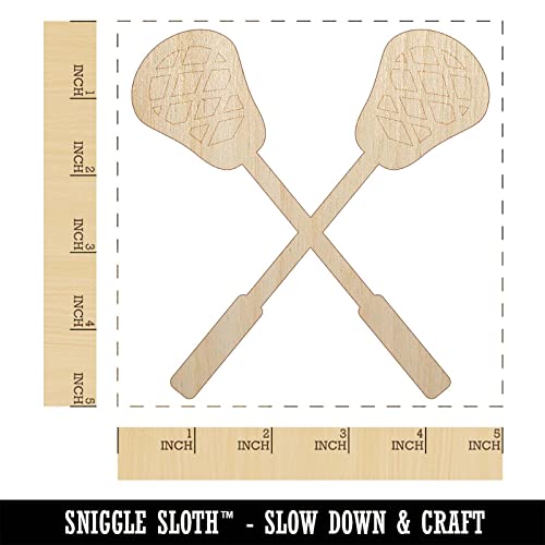Crossed Lacrosse Sticks Unfinished Wood Shape Piece Cutout for DIY Craft Projects - 1/8 Inch Thick - 4.70 Inch Size Sniggle Sloth