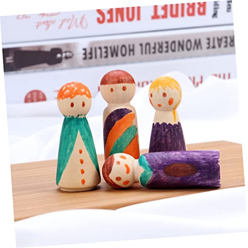 EXCEART 20 Pcs Wooden Peg Doll Peg People Kit Unfinished Wooden Figurines Wooden Peg Figures Wood Doll Figures Peg Dolls DIY Blank Peg People Blank EXCEART