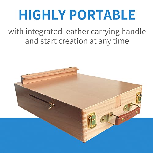 Falling in Art Wooden Tabletop Easel, Solid Wood Sketchbox Desktop Easel for Painting, Portable Art Drawing Easel for Beginners and Professionals Falling in Art