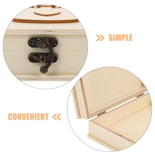 VILLCASE Unfinished Wood Box with Lid, Wood Brooch Jewelry Display Showcase Desktop Badge Earrings Bracelet Holder Necklace Container Rings Organizer VILLCASE