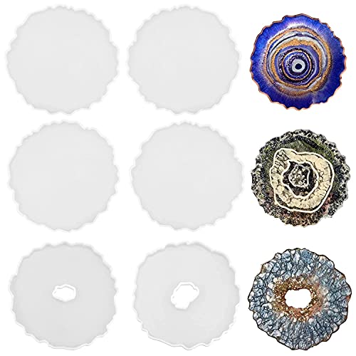 6 Pack Geode Coaster Molds for Resin + ResinWorld Resin Coaster Molds ResinWorld