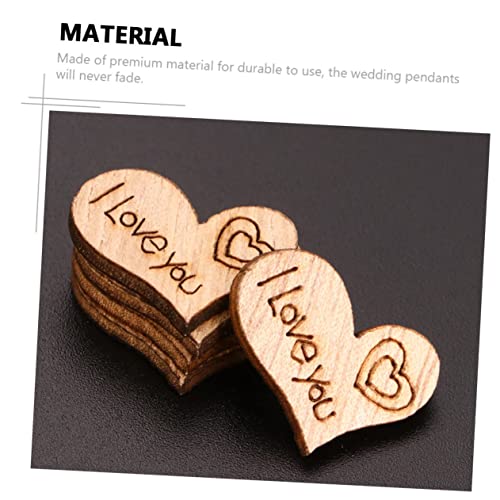 Yardenfun 200pcs Heart Shaped Wood Chips Wooden Embellishments Wood Heart Guest Book Heart Charm Unfinished Wooden Heart Cutouts Wood Discs for Yardenfun