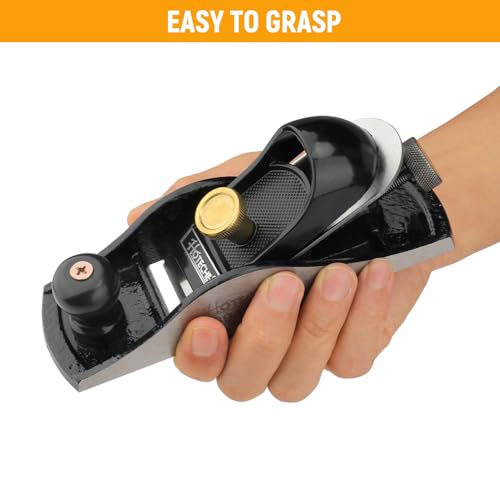 Hoteche 7-Inch Block Plane - Fully Adjustable 1-5/8-Inch Alloy Steel Blade, Fine Finished Bottom, and Sides, Precision Casting for Smooth Surfaces Hoteche