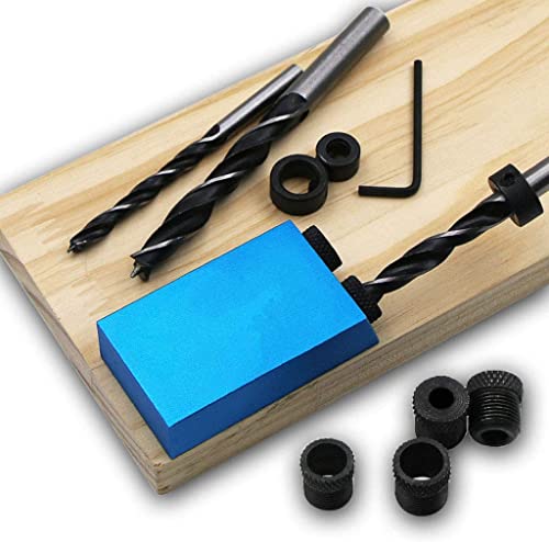 Pocket Hole Jig, 15 Degree Dowel Drill Joinery Kit, 6/8/10mm Drive Adapter for Woodworking Angle Drilling Holes, Carpenters Wood Woodwork Guides EBTOOLS