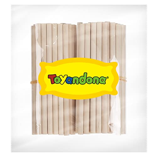 TOYANDONA 100pcs Wooden Dowel Rods, 4 x 1/5 Inch Unfinished Natural Wood Dowel Sticks for Crafts and DIY TOYANDONA